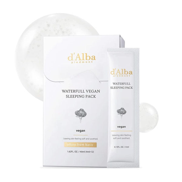 d'Alba Italian White Truffle Waterfull Vegan Sleeping Pack - Overnight Face Mask for Sensitive Skin