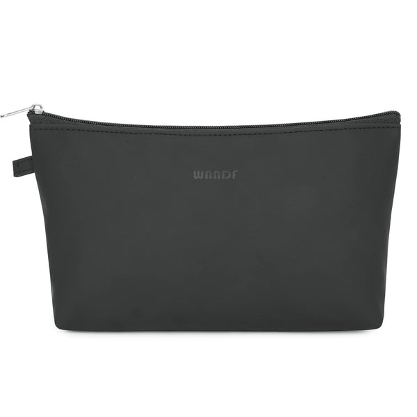 WANDF Cosmetic Bag for Women, Mini Makeup Organizer Pouch, Water Resistant Gift for Girls (Pure Black)