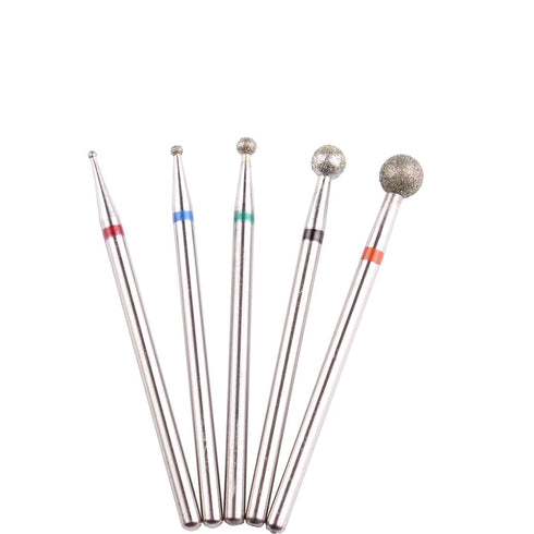 MZCMSL 5PCS Nail Drill Bits - Ball Head 3/32 Diamond Cuticle Bit for Electric Nail File Machine