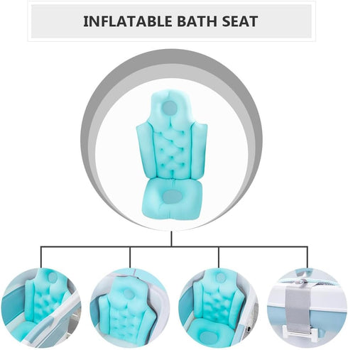80x40cm Inflatable Bathtub Chair Tub Portable Foldable Shower Basin Travel Tub Seat for Elderly and Pregnant Women Blue