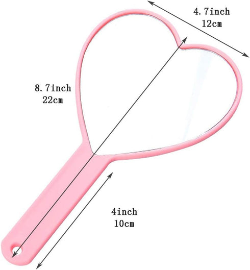 TBWHL Heart-Shaped Travel Handheld Mirror, Portable Personal Cosmetic Hand Mirror for Shaving, Pink