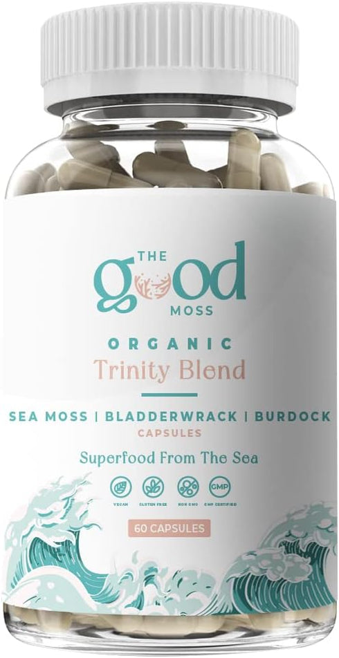 Trinity Blend Superfood Supplement, Sea Moss, Bladderwrack, Burdock Root for Overall Health Support, 60ct