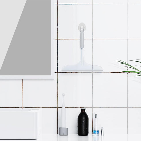 Shower Squeegee for Bathroom Tile, Glass Shower Doors, Mirror – Silent Streak-Free Window Cleaner with Non-Slip Handle