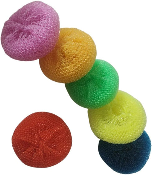 Plastic Dish Scrubbers for Dishes, Nylon Round Scrubber Scouring Pad, Colorful Non Scratch Mesh Pads (24 Pack)
