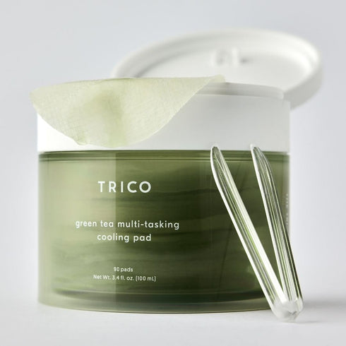 TRICO Green Tea Multi-Tasking Cooling Pad, 3-in-1 Korean Toner Pads for All Skin Types - 90 Pads