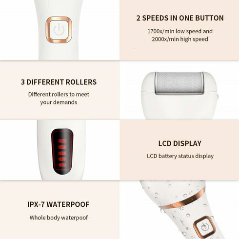 Professional Electric Callus Remover Kit, Rechargeable Portable Foot File Pedicure Tools for Dead, Hard, Cracked Skin