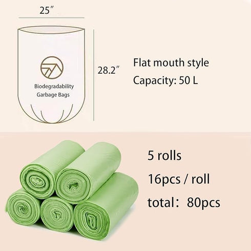 Sarlatino 13 50L 5 Pack, 80 Counts Compostable Trash Bags, Gallon Green Compst Trash Bags for Home and Kitchen