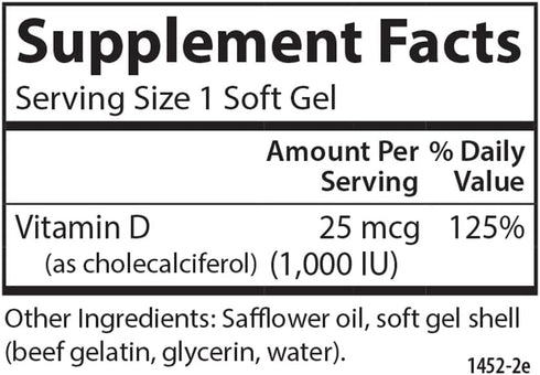 Carlson Vitamin D3 1000 IU - 250 Softgels