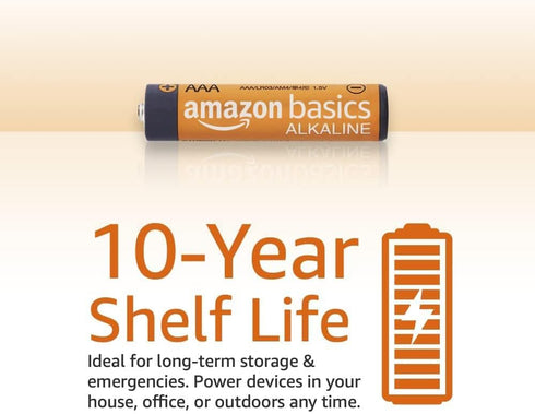 Amazon Basics AAA High-Performance Alkaline Batteries, 1.5 Volt, 8 Count, 10-Year Shelf Life