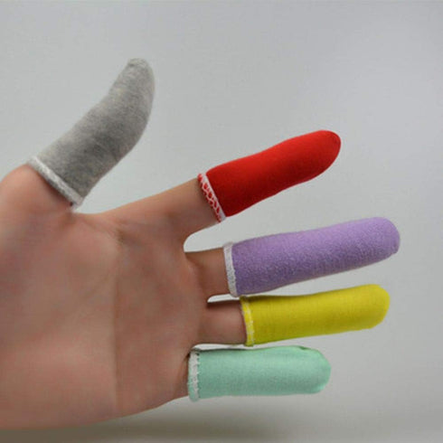 100 Pcs Finger Cots by EORTA | Cotton Material with Elasticity | Comfortable, Breathable, Reusable, Random Color