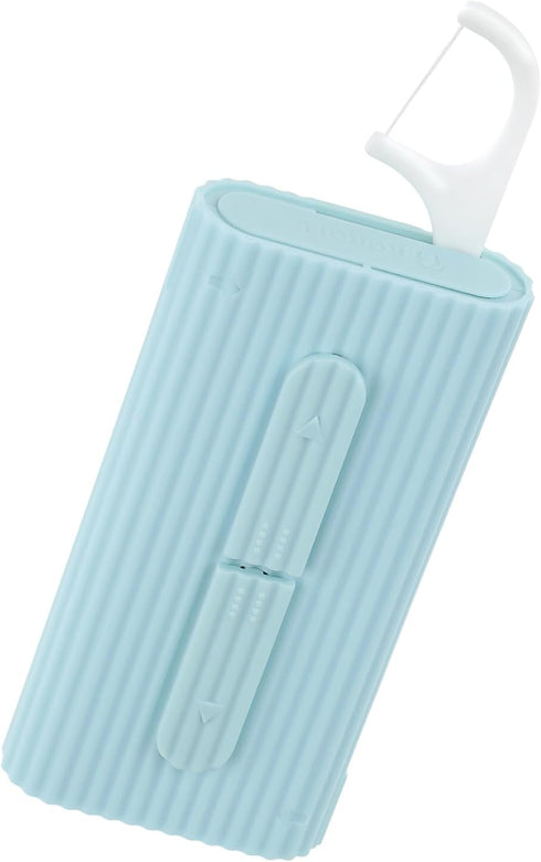 Portable Dental Floss Case, Automatic Floss Pick Organizer with 10 Floss Picks for Teeth Cleaning, Blue