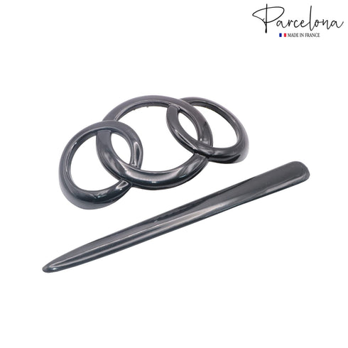 Parcelona French 3.5" Celluloid Hair Slider Barrette - Triple Ringed Non Slip Ponytail Holder for Women