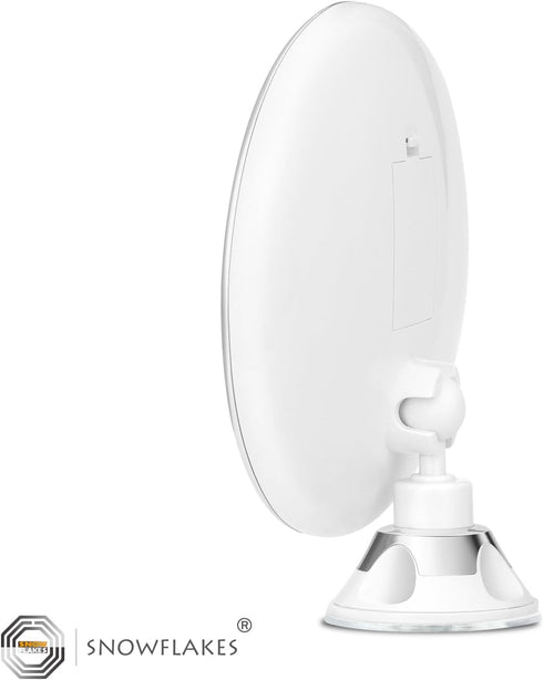 Snowflakes 10x Magnifying Lighted Makeup Mirror with Lights, Suction Cups, 360° Swivel, Touch Control