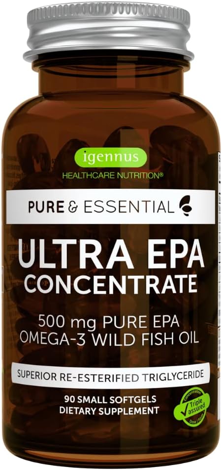 Pure & Essential Ultra Pure EPA Omega-3 Concentrate, 500 mg Wild Fish Oil, 90 Small Softgels