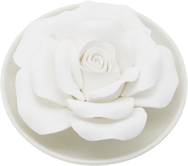 OYWOBET Handmade Flower Rose Ceramic Essential Oil Mini Diffuser, Non-Electric Passive Aromatherapy Diffuser,