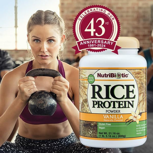 NutriBiotic Vanilla Rice Protein, 1 Lb 5 Oz (600g) - Low Carb, Vegan, Easy to Digest