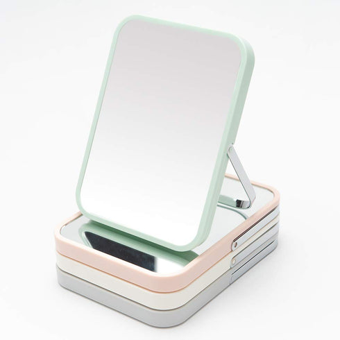YEAKE Table Desk Vanity Makeup Mirror, 8-Inch Portable Folding Mirror with Metal Stand, 90° Adjustable Rotation (Green)