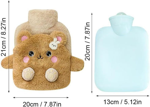 Magic Feier Hot Water Bottle with Adorable Plush Cover, Ultra-Soft Plush Cover for Providing Winter Warmth (Dinosaur)