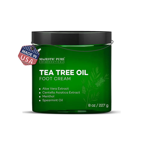 Majestic Pure Tea Tree Oil Foot Cream, Warming Cream for Calluses, Dry Cracked Skin - 8 oz