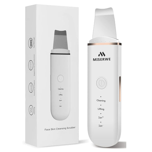 Skin Scrubber Face Spatula - Facial Scrubber for Deep Cleansing, Blackhead Remover, Pore Cleaner with 4 Modes (White)