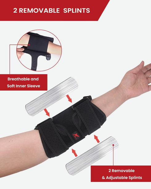 Comfortable Elbow Brace for Night Sleep, Ulnar Nerve Entrapment & Cubital Tunnel Syndrome with Compression Sleeve
