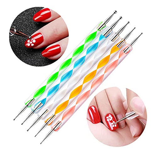 5PCS Dotting Pens with 3 PCS Nail Painting Brushes, Double Ended Brush and Dotting Tool Kit