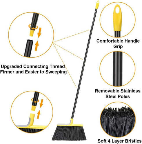 KeFanta Outdoor Broom, 58" Heavy-Duty Commercial Broom for Floor Cleaning in Garage, Patio, Indoor Home
