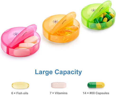 HPEORTONER 2 7 DANYING Large Pill Organizer Times a Day, Weekly Pill Box, AM PM Pill Case, Rainbow Pill Container Day