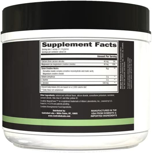 CONTROLLED LABS Green Magnitude Supplement, Sour Green Apple, 30 Servings, Promotes Strength & Stamina