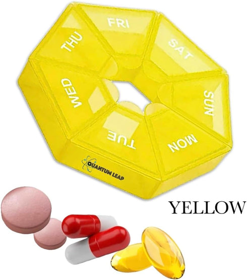 QUANTUM LEAP 1 Count (Pack 1) Weekly Pill Organizer (Yellow)