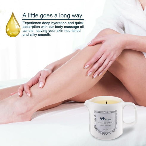 MELONY Soy Massage Oil Candle | Blue & Vanilla | 2.82 OZ | Intensive Skin Treatment Candle