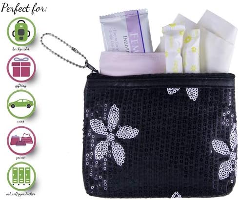 Period Starter Kit, Fashionable and Organic Menstrual Survival Kit for When Aunt Flo Makes a Surprise Visit! (Black)