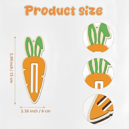 Set 2 of Easter Money Holder Carrot Wooden Carrot Cash Holder with Bunny Ears, Easter Gift for Kids & Adults, Spring