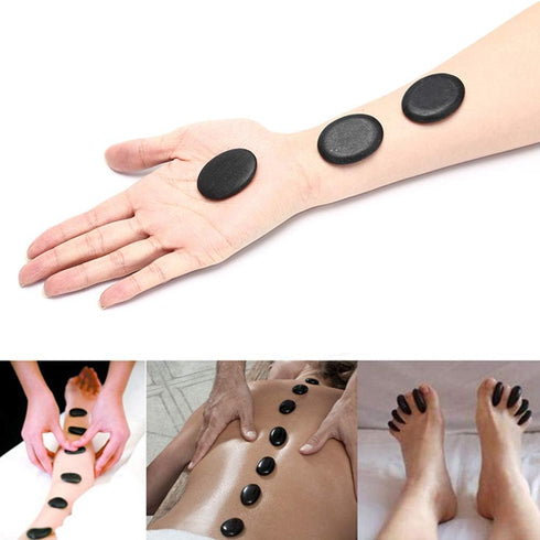 AKOAK 10 Pcs Professional Massage Hot Stone Natural Heat Retention Basalt for Spa, Massage Therapy and Relaxation,1.18 Inch x 1.57 Inch