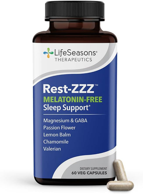 LifeSeasons Rest-ZZZ Melatonin Free - Sleep Support Supplement for Calming Nervous System, 60 Capsules