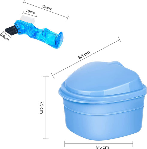 Y-Kelin Denture Retainer Cleaner Kit - Denture Cleaning Case with Denture Brush (Blue)