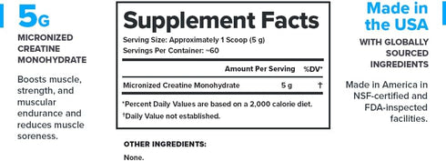 Micronized Creatine Monohydrate Supplement by LEGION - Unflavored Clean Creatine Powder for Muscle Gain (60 Servings)