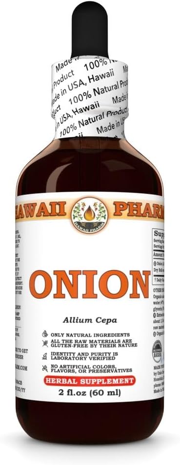 Hawaii Pharm Onion (Allium Cepa) Dry Bulb Tincture, All Natural, Vegan, Pure Liquid Extract