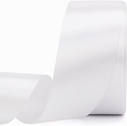 25 Yards Satin Ribbon, 1-1/2 Inches Wide, Suitable for Wedding, Party, Gift Box Packaging (White)