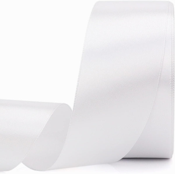 25 Yards Satin Ribbon, 1-1/2 Inches Wide, Suitable for Wedding, Party, Gift Box Packaging (White)