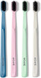 Boka Classic Manual Toothbrush, Extra Soft Activated-Charcoal Tapered Bristles, Bioplastic Handle, Multi Color (Pack of