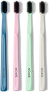 Boka Classic Manual Toothbrush, Extra Soft Activated-Charcoal Tapered Bristles, Bioplastic Handle, Multi Color (Pack of