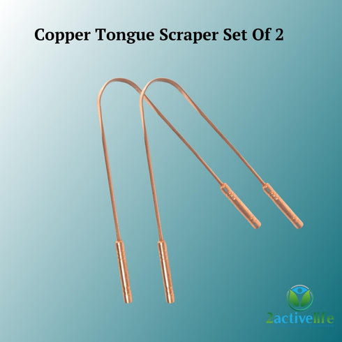 Copper Tongue Scraper Set of 2 for Adults, Effective Cleaner for Optimal Oral Care & Fresh Breath