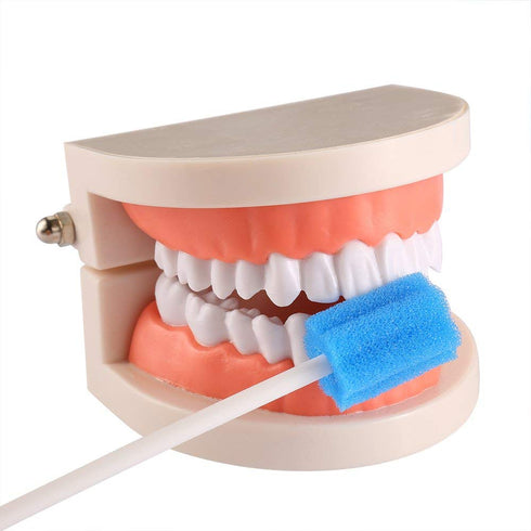 Wellgler's Disposable Oral Swabs - Sterile Sponge Mouth Swabs, Individually Wrapped (50pcs, Blue)