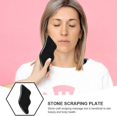 SOLUSTRE Black Bian Stone Scraping Plate Massage Oil for Face and Body Gua Sha Therapy Enhance Blood Circulation Lymph