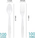 200 Count White Plastic Silverware, Heavy Weight Plastic Forks Spoons Disposable Utensils Cutlery Set for Wedding Party Supplies Everyday Use by MOACOCK