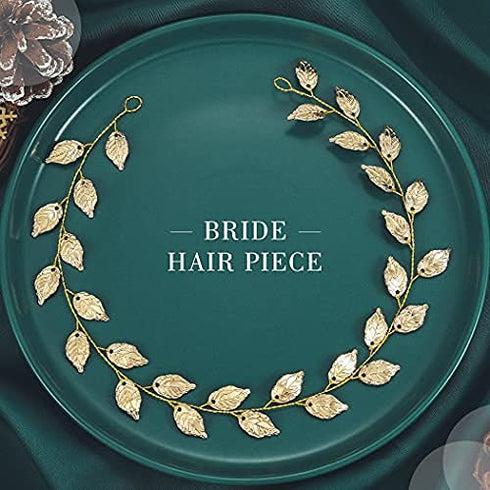 Yean Gold Leaf Wedding Headband Bridal Headpieces for Bridesmaid and Flowergirls (Gold, 15.7 Inches)