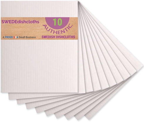 Swedish Dishcloth (Natural) - 10 Pack Paper Towel Replacements, Eco Friendly Reusable Absorbent Cleaning Cloths