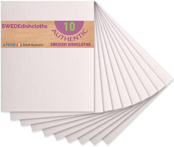 Swedish Dishcloth (Natural) - 10 Pack Paper Towel Replacements, Eco Friendly Reusable Absorbent Cleaning Cloths