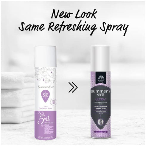 Summers 2 (Pack 2) Eve Ultra Daily Active Feminine Freshening Spray, Intimate Deodorant, Neutralizes Odor, pH Balanced